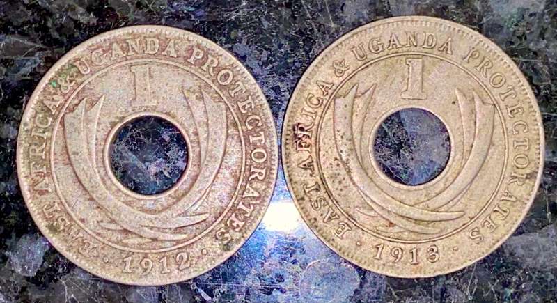 EAST AFRICA & UGANDA PROTECTORATES SET 1 CENT 1912 & 1913(1 BID TAKES ALL)