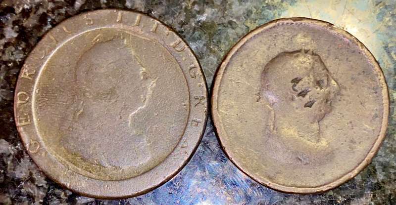 GREAT BRITIAN SET CARTWHEEL PENNY 1797 ND & 1/2 PENNY EARLY 1800s ND ( 1 BID TAKES ALL)
