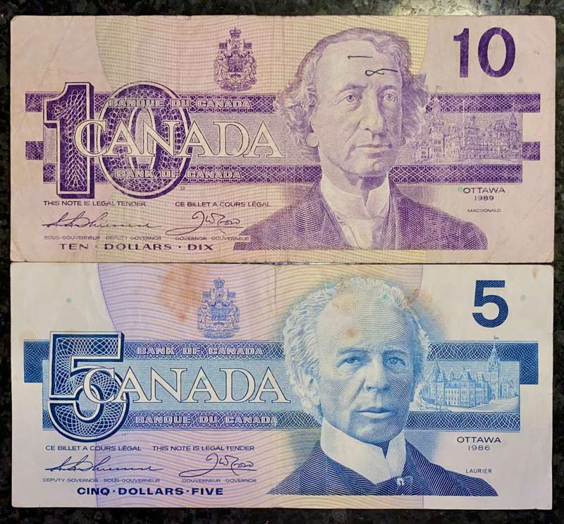 CANADA SET 10 DOLLARS 1989 & 5 DOLLARS 1986 OTTAWA (1 BID TAKES ALL)