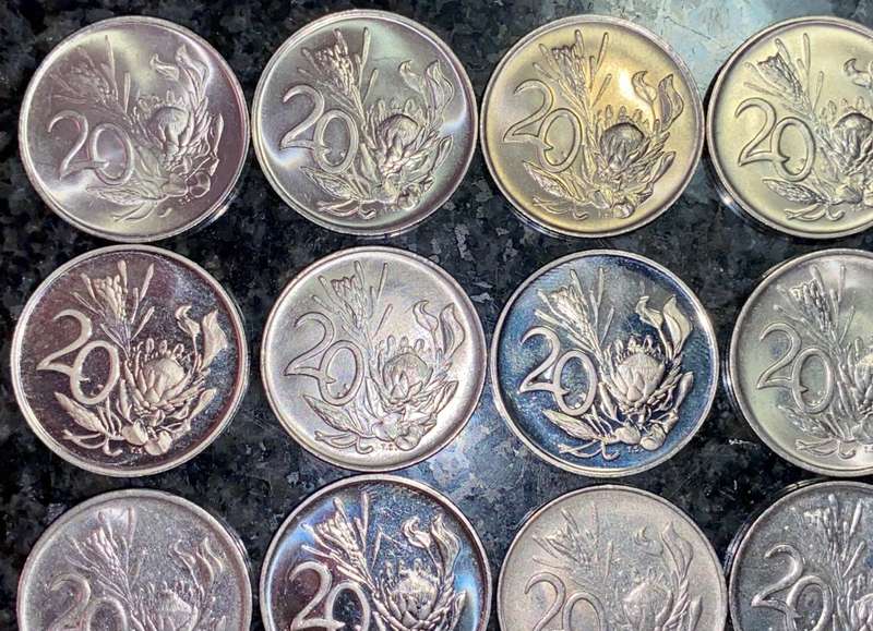 SOUTH AFRICA 20 CENT SOME PROOF 1970, 71, 72, 73, 75, 76, 80, 81, 83, 84, 87, 89, 90(1 BID TAKES ALL