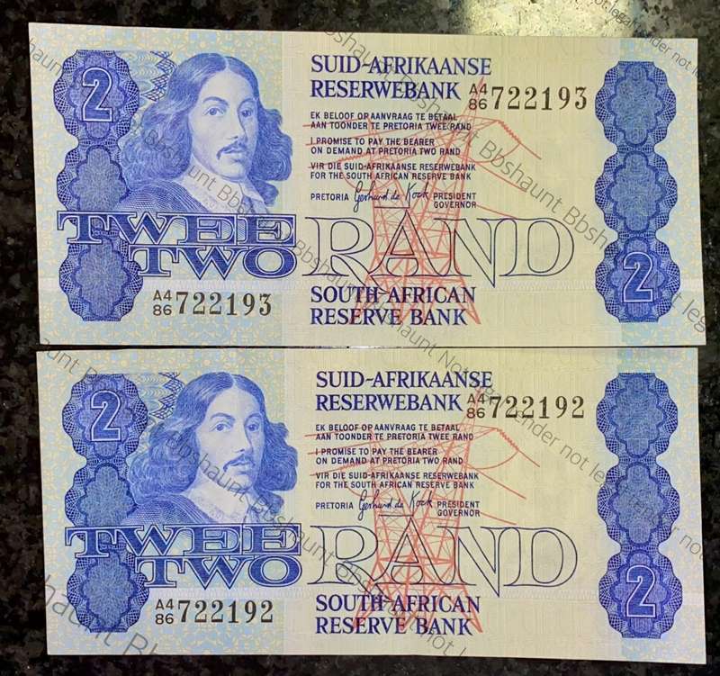 GPC DE KOCK R2 IN SEQUENCE A486 /722192-193 AUNC 2ND ISSUE 1981(1 BID TAKES ALL)