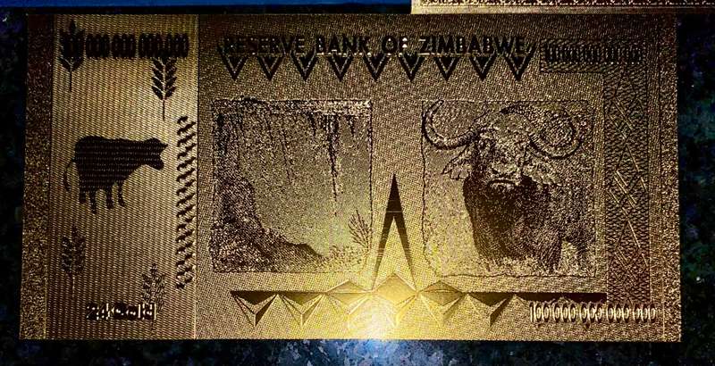 ZIMBABWE - 100 TRILLION DOLLARS GOLD 2008 - GOLD FOIL999 CARD - AMAZING ART - WITH CERT & FOLDER