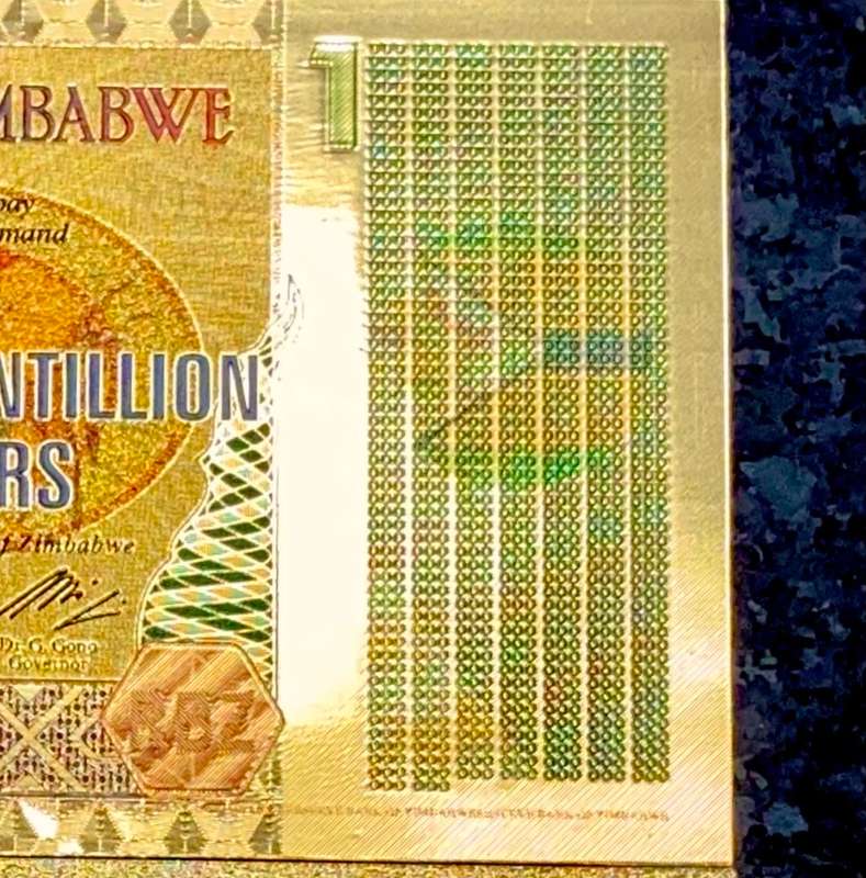 ZIMBABWE - SET $100 TRILLION, SEXVIGINTILLION, CENTILLION, OCTILLION + .COLORIZED GOLD FOIL999 CARD