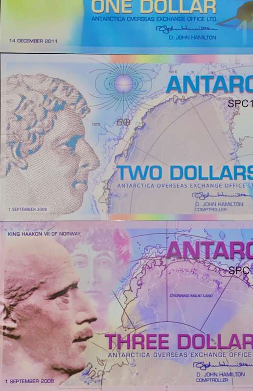 ANTARCTICA - SET 20 DOLLARS TO 1 DOLLAR 2008-2011 - WORLD ART MONEY - COLLECTORS FANTASY BANKNOTES