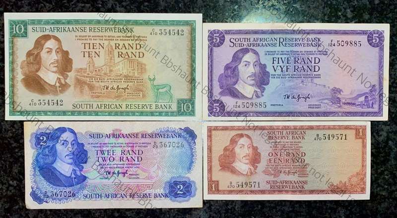 COMPLETE SET OF TW DE JONGH & DECIMALS R10 TO R1 -- 1967-1975 GOOD CONDITION ( 1 BID TAKES ALL)