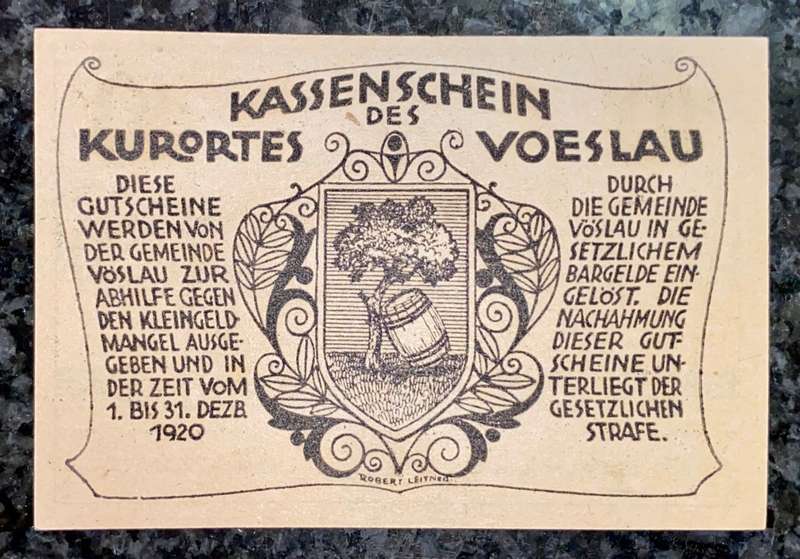 AUSTRIA 10 HELLER - VOESLAU - 1920 UNC NOTGELD (EMERGENCY MONEY)