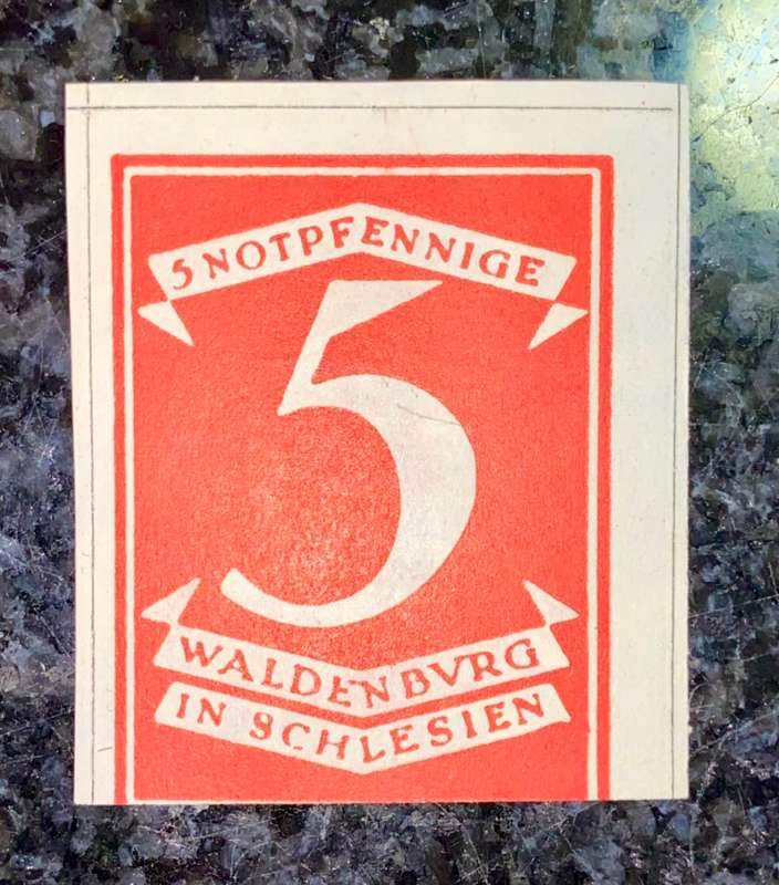 GERMANY 5 PFENNIG - WALDENBURG - 1921 UNC  NOTGELD(EMERGENCY MONEY)