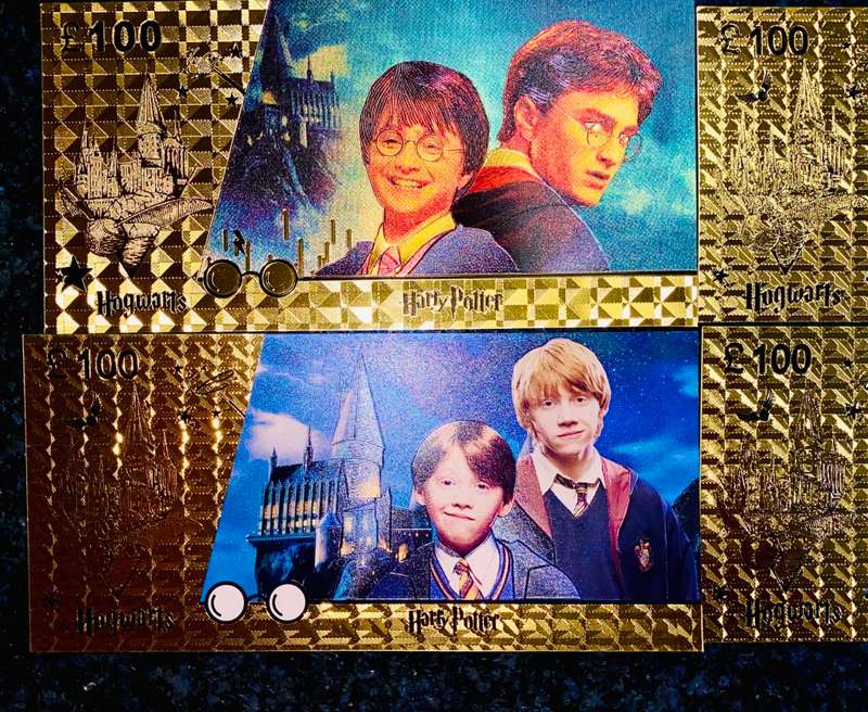 UK - HARRY POTTER SET 100 POUNDS - COLORIZED GOLD FOIL999 CARD - AMAZING ART -