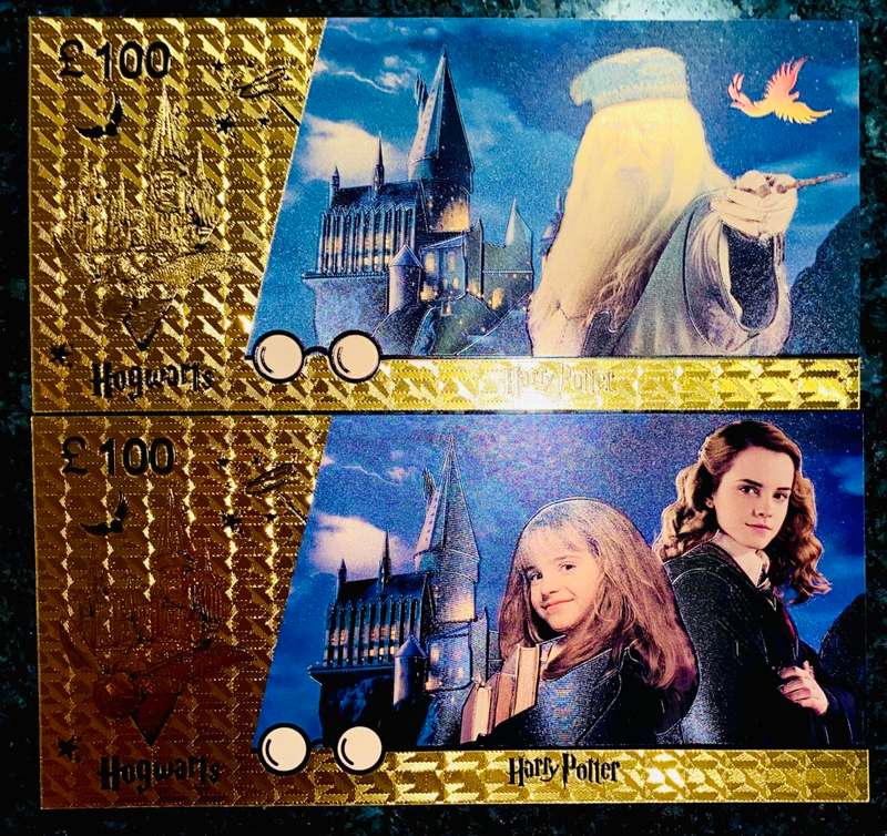 UK - HARRY POTTER SET 100 POUNDS - COLORIZED GOLD FOIL999 CARD - AMAZING ART -