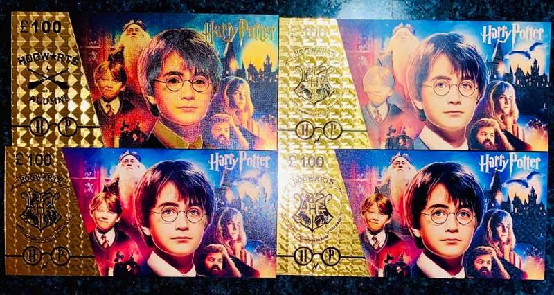 UK - HARRY POTTER SET 100 POUNDS - COLORIZED GOLD FOIL999 CARD - AMAZING ART -