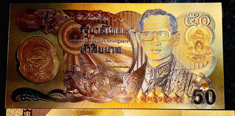 THAILAND - SET 100 BAHT GOLD & 50 BAHT COLORIZED GOLD FOIL999 CARD -AMAZING ART- WITH CERT & FOLDER