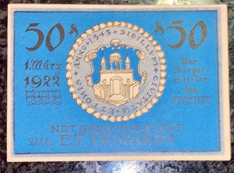 Germany 50 Pfennig - Ettenheim - 1922 UNC Notgeld (Emergency Money) - Art