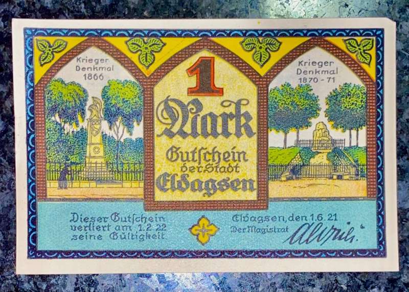 GERMANY 1 MARK - ELDAGSEN - 1922 UNC NOTGELD (EMERGENCY MONEY) - AMAZING ART