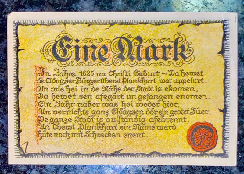 GERMANY 1 MARK - ELDAGSEN - 1922 UNC NOTGELD (EMERGENCY MONEY) - AMAZING ART