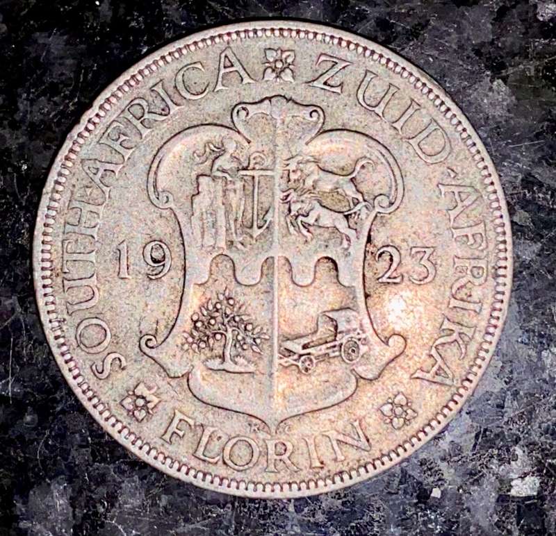 S A UNION SILVER 2 SHILLINGS FLORIN 1923