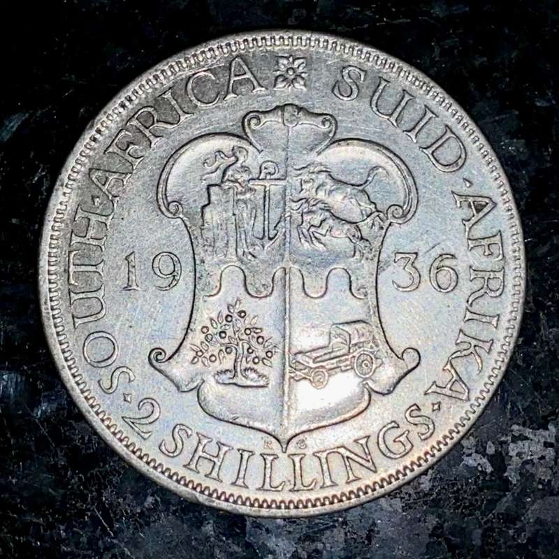 S A UNION SILVER 2 SHILLINGS FLORIN 1936