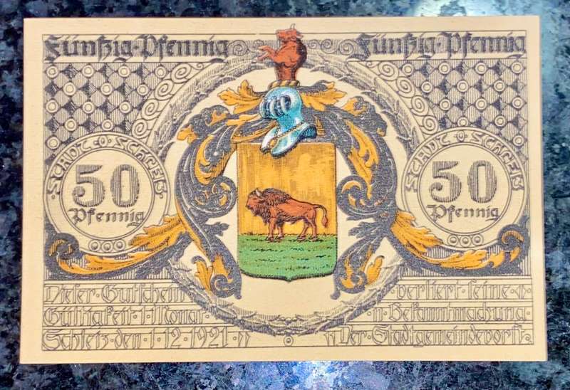GERMANY 50 PFENNING - SCHLEIZ - 1921 UNC NOTGELD (EMERGENCY MONEY) - AMAZING ART