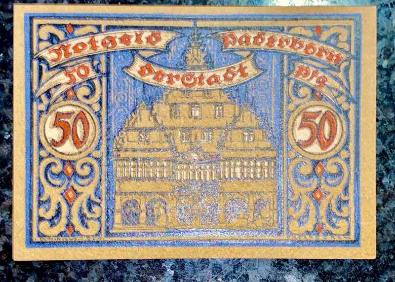 GERMANY 50 PFENNING - PADERBORN - 1920 UNC NOTGELD (EMERGENCY MONEY) - AMAZING ART