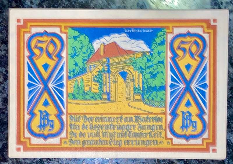 GERMANY 50 PFENNIG - OSNABRUCK - 1921 UNC NOTGELD (EMERGENCY MONEY) - AMAZING ART