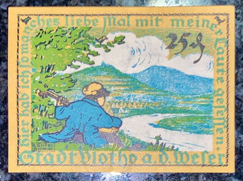 GERMANY 25 PFENNIG - VLOTO - 1921 UNC NOTGELD (EMERGENCY MONEY) - AMAZING ART