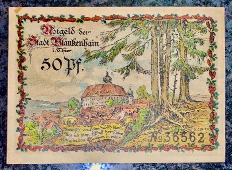 GERMANY 50 PFENNIG - THURINGEN - 1921 UNC NOTGELD (EMERGENCY MONEY) - AMAZING ART