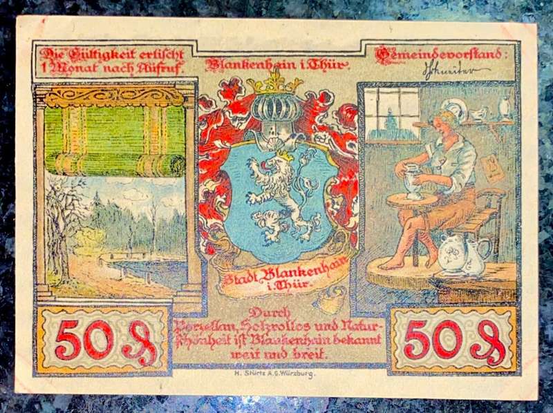 GERMANY 50 PFENNIG - THURINGEN - 1921 UNC NOTGELD (EMERGENCY MONEY) - AMAZING ART