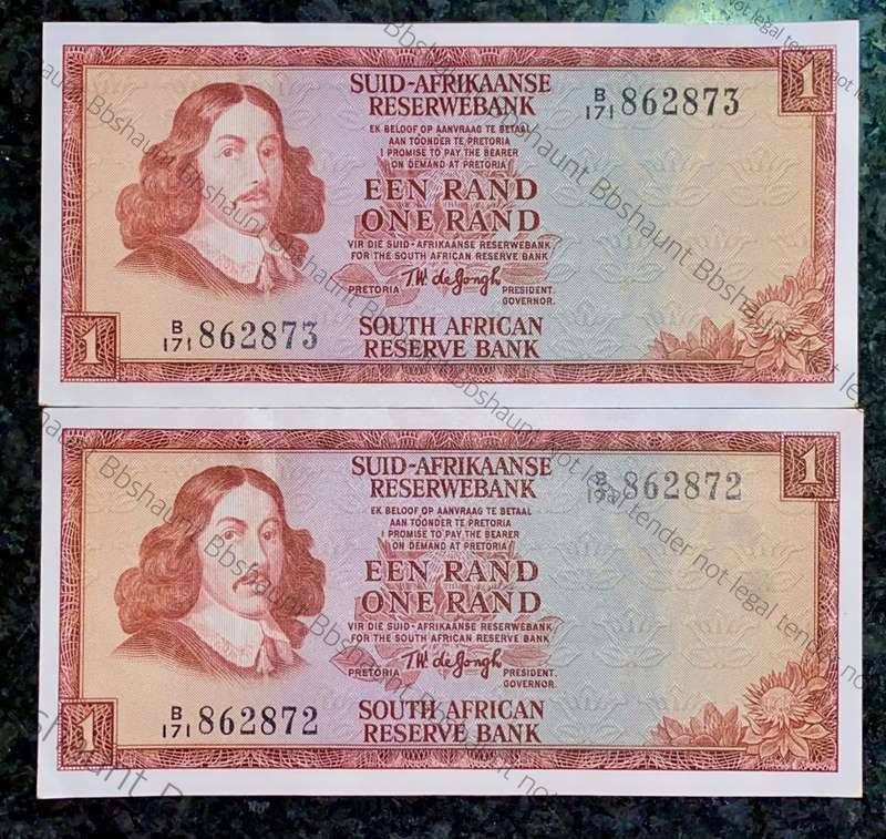 TW DE JONGH ERROR NOTES R1 IN SEQUENCE B171 /862872-873 -- 2ND ISSUE 1973(1 BID TAKES ALL)