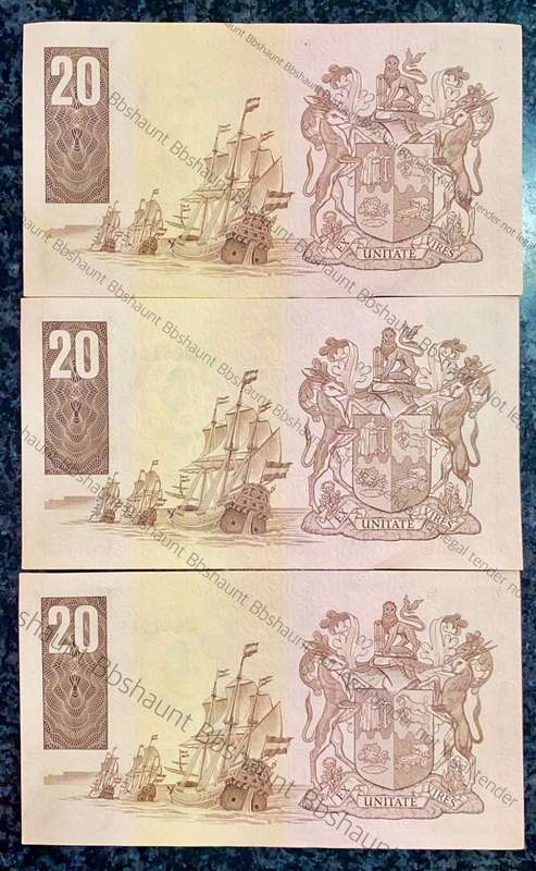 GPC DE KOCK R20 CLOSE IN SEQUENCE D2 96/261150 & 146 & 141 UNC E/A 3RD ISSUE 1984 (1 BID TAKES ALL)