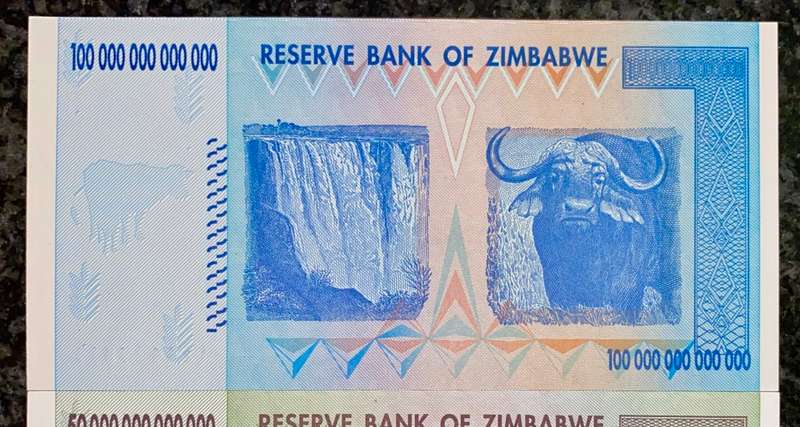 ZIMBABWE FULL SET AA TRILLION DOLLARS - 100 TRILLION, 50, 20 & 10 TRILLION 2008 UNC (1 BID TAKES ALL