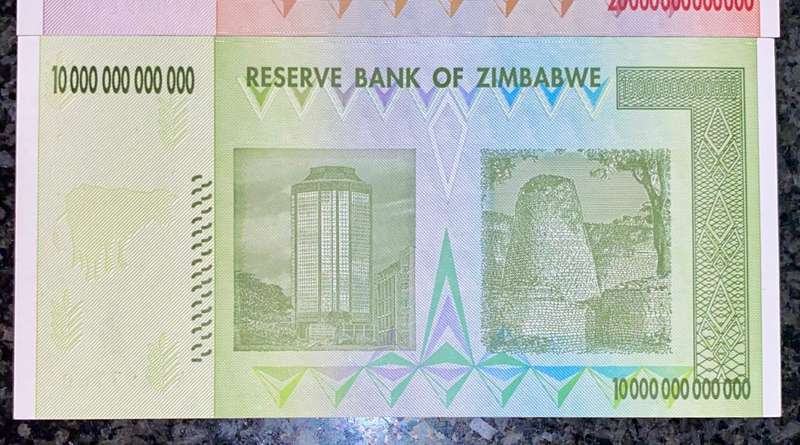 ZIMBABWE FULL SET AA TRILLION DOLLARS - 100 TRILLION, 50, 20 & 10 TRILLION 2008 UNC (1 BID TAKES ALL