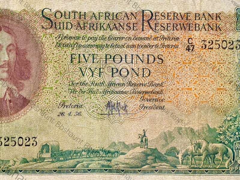 SET OF VARIOUS GOVERNORS & DECIMALS MH DE KOCK 5 POUND 1956 & R2 -1961 - R10 RISSIK( 1 BID TAKES AL
