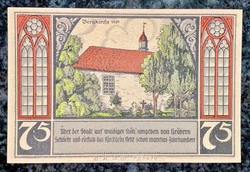 GERMANY 75 PFENNIG - BUTOW -  1920s UNC - LOVELY ART - NOTGELD(EMERGENCY MONEY)