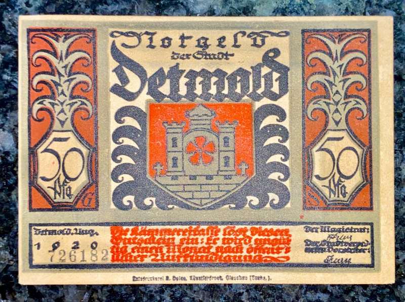 GERMANY 50 PFENNIG - DETMOLD - 1920 UNC NOTGELD (EMERGENCY MONEY) - AMAZING ART