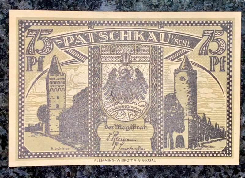 GERMANY 75 PFENNIG - PATSCHKAU - 1920s UNC NOTGELD (EMERGENCY MONEY) - AMAZING ART