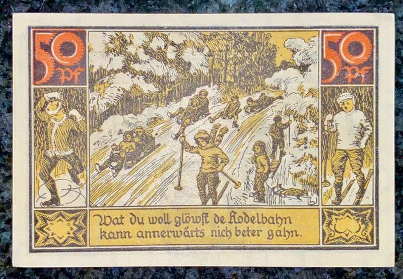 GERMANY 50 PFENNIG - FURSTENBERG - 1921 UNC NOTGELD (EMERGENCY MONEY) - AMAZING ART