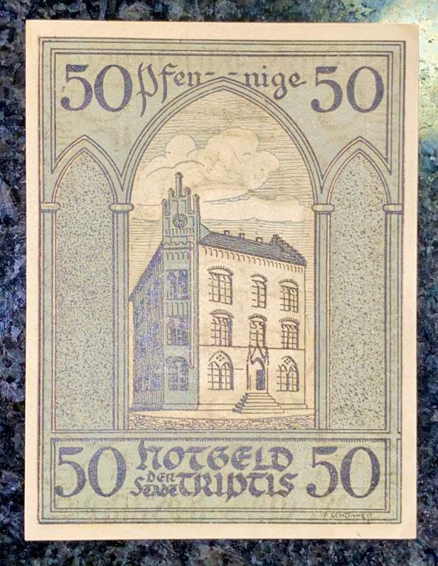 GERMANY 50 PFENNIG - TRIPTIS - 1921 UNC NOTGELD (EMERGENCY MONEY) - AMAZING ART
