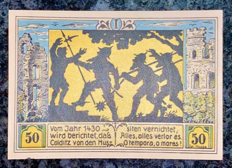 GERMANY 50 PFENNIG - COLDITZ - 1921 UNC NOTGELD (EMERGENCY MONEY) - AMAZING ART