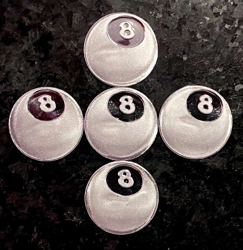 999 SILVER ROUND -- EIGHT BALL -- 1 GRAM FINE SILVER ROUNDS (1 AVALIABLE)