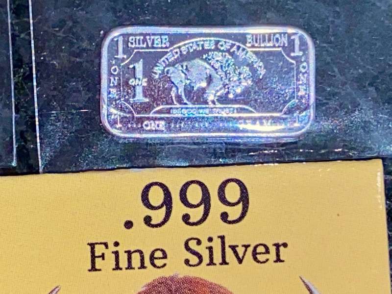 U S A -- Bison Bar - United States Of America - 1 gram fine silver bar + cert(1 available)