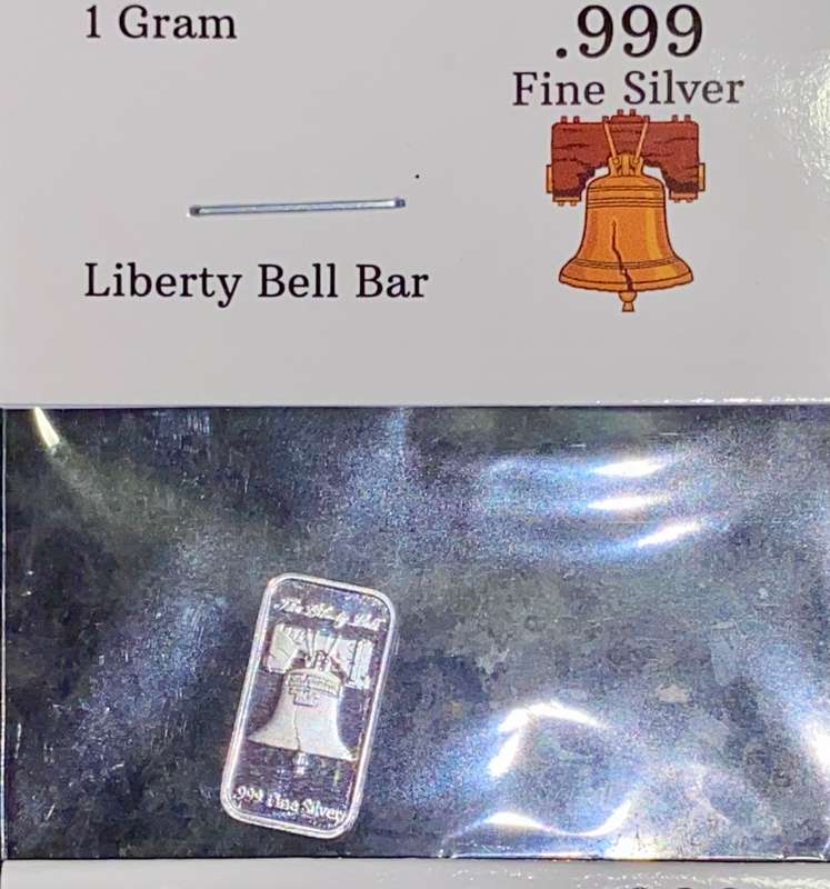 U S A -- THE LIBERTY BELL + CERT - UNITED STATES OF AMERICA - 1 GRAM FINE SILVER BARS(BID PER BAR)