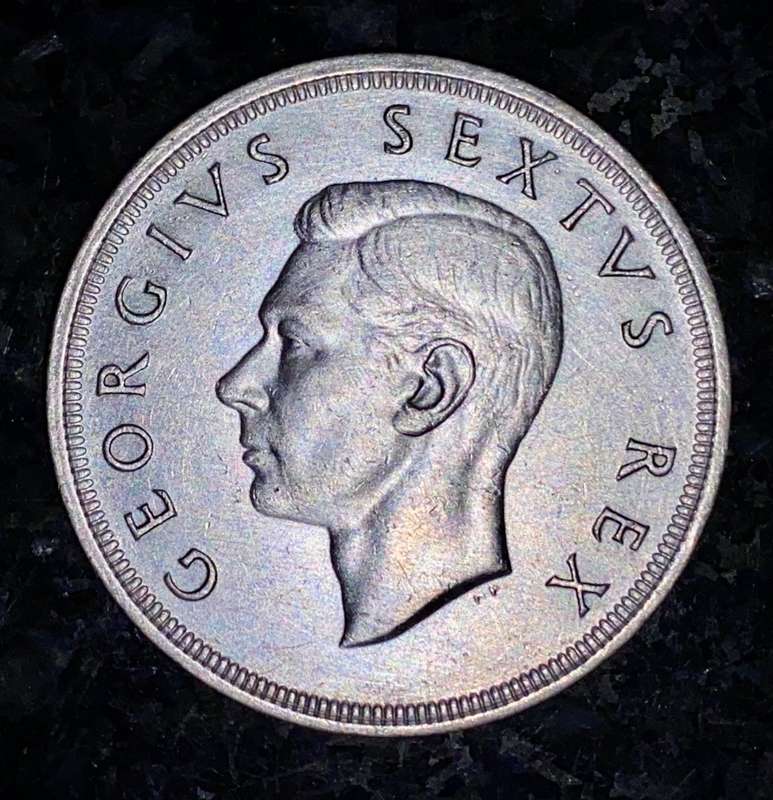 S A UNION SILVER 5 SHILLINGS 1950 VERY GOOD CONDITION CROWN SILVER 80%