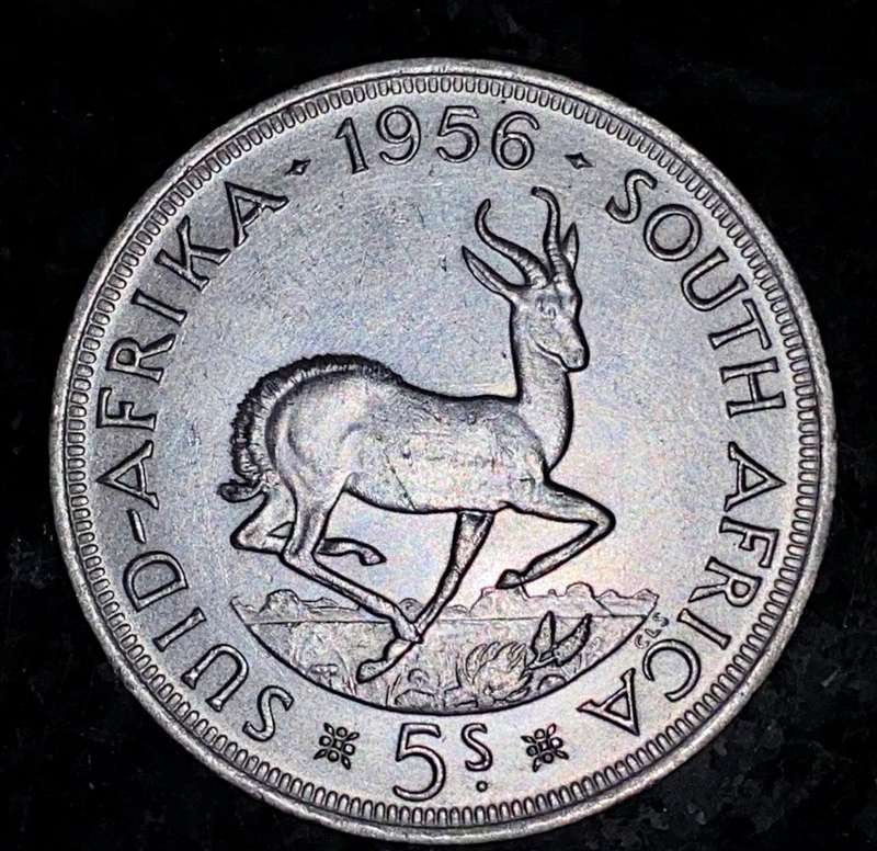 S A UNION SILVER 5 SHILLINGS 1956 VERY GOOD CONDITION SILVER CROWN
