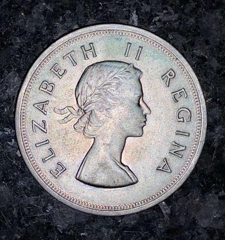 S A UNION SILVER 5 SHILLINGS 1954 MINTAGE ONLY 17040 VERY GOOD CONDITION SILVER CROWN