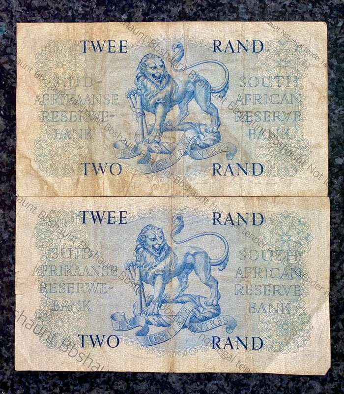 SET OF R2 BOTH GOVENNERS MH DE KOCK B43 - 1961 & G RISSIK B227 - 1962( 1 BID TAKES ALL)