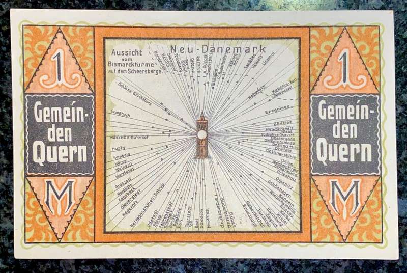GERMANY 1 MARK - QUERN 30TH SEPTEMBER 1921 - BIGGER NOTE UNC NOTGELD (EMERGENCY MONEY) - AMAZING ART