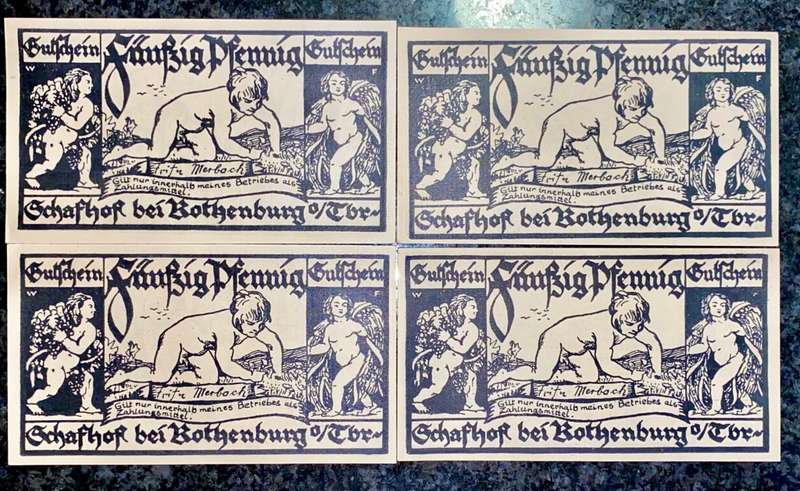 GERMANY - SET OF ROTHENBERG 50 PFENNIG 1921 UNC NOTGELD (EMERGENCY MONEY) - AMAZING ART