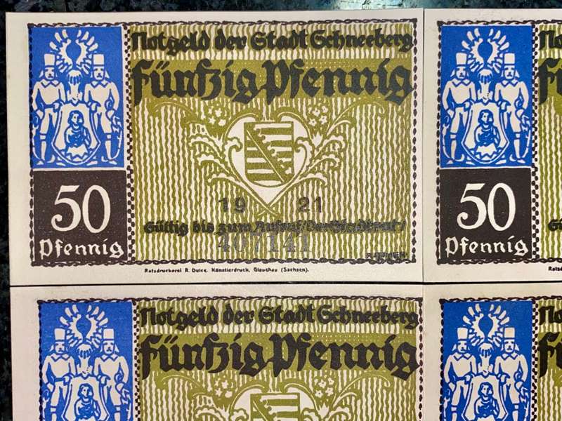 GERMANY - SET OF GSHNEEBERG 50 PFENNIG 1921 UNC NOTGELD (EMERGENCY MONEY) - AMAZING ART