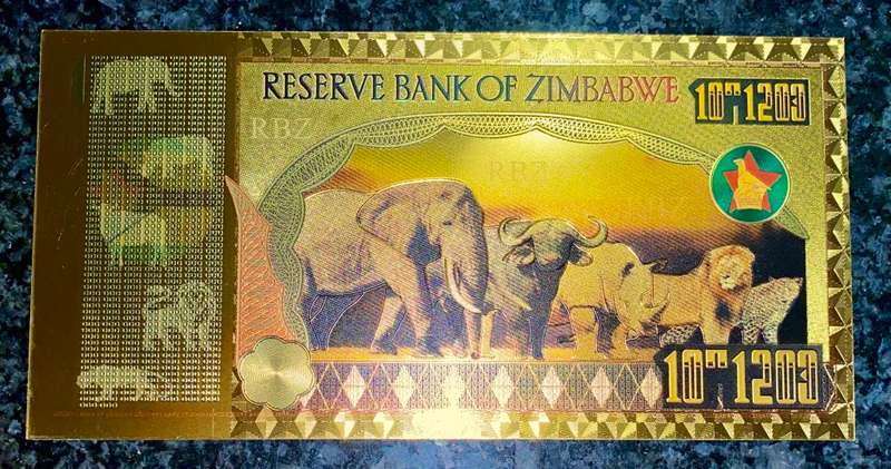 ZIMBABWE - BIG 5 - ONE QUARINGENTILLION DOLLARS 10^1200 AA000001 - GOLD FOIL999 CARD - AMAZING ART -