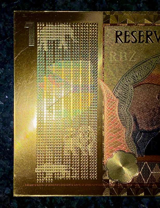 ZIMBABWE - BIG 5 - ONE QUARINGENTILLION DOLLARS 10^1200 AA000001 - GOLD FOIL999 CARD - AMAZING ART -