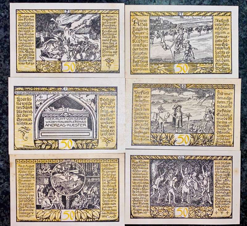 GERMANY FULL SET - RIEDER 50 PFENNIG 1921 - UNC-AUNC NOTGELD (EMERGENCY MONEY) - AMAZING ART